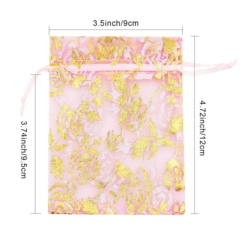 SumDirect Rose Drawstring Organza Bags - 60Pcs 4Ã—5 Inches Mixed Color Rose Sheer Jewelry Gift Bags, Small Mesh Valentine Bags for Wedding Party Festival - Image 2